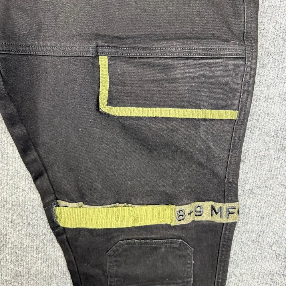 8&9 MFG Mens Cargo Pants Size 38(36x32) Black Vintage Wash Tactical Strap Detail